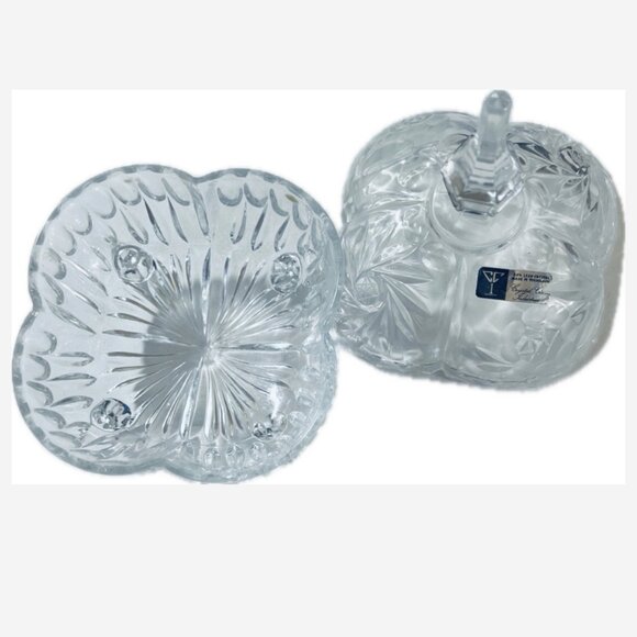 Vintage VIKSA Candy Dish Bowl With Top Cover 24% Lead Crystal 4-Footed 9" x 5" - Picture 4 of 4